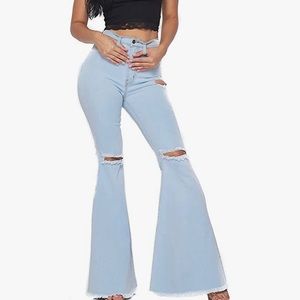 Light wash bell bottom jeans